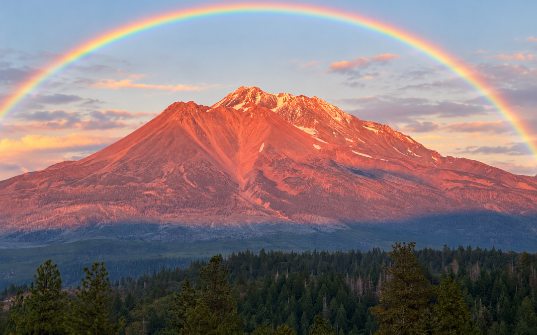 Rainbow above Mt Shasta