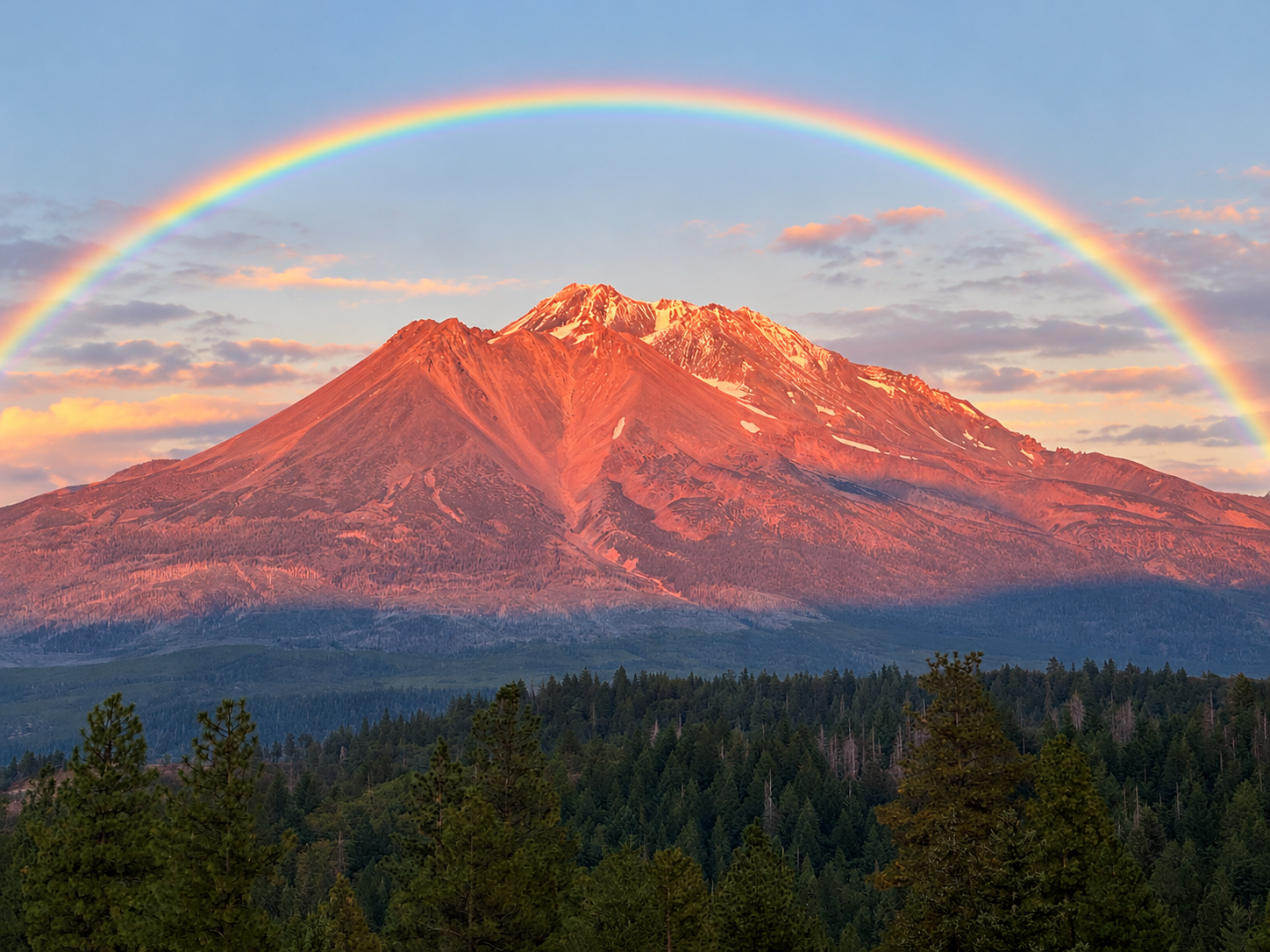 Rainbow above Mt Shasta